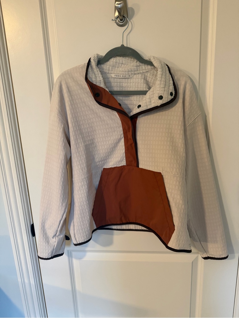 Free fly cream rust Sherpa lined snap pullover jacket size medium